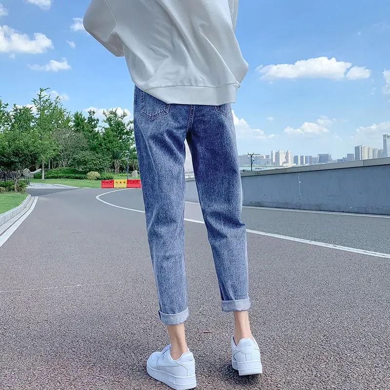 Women Blue Denim Jeans Slim Fit High Waist Cropped