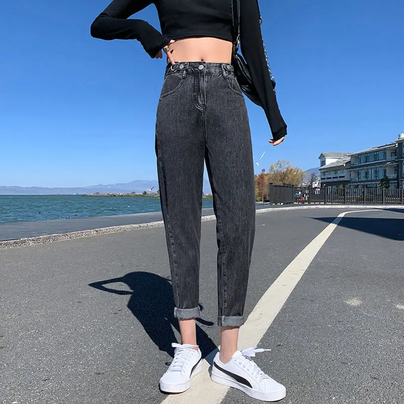 Women Blue Denim Jeans Slim Fit High Waist Cropped