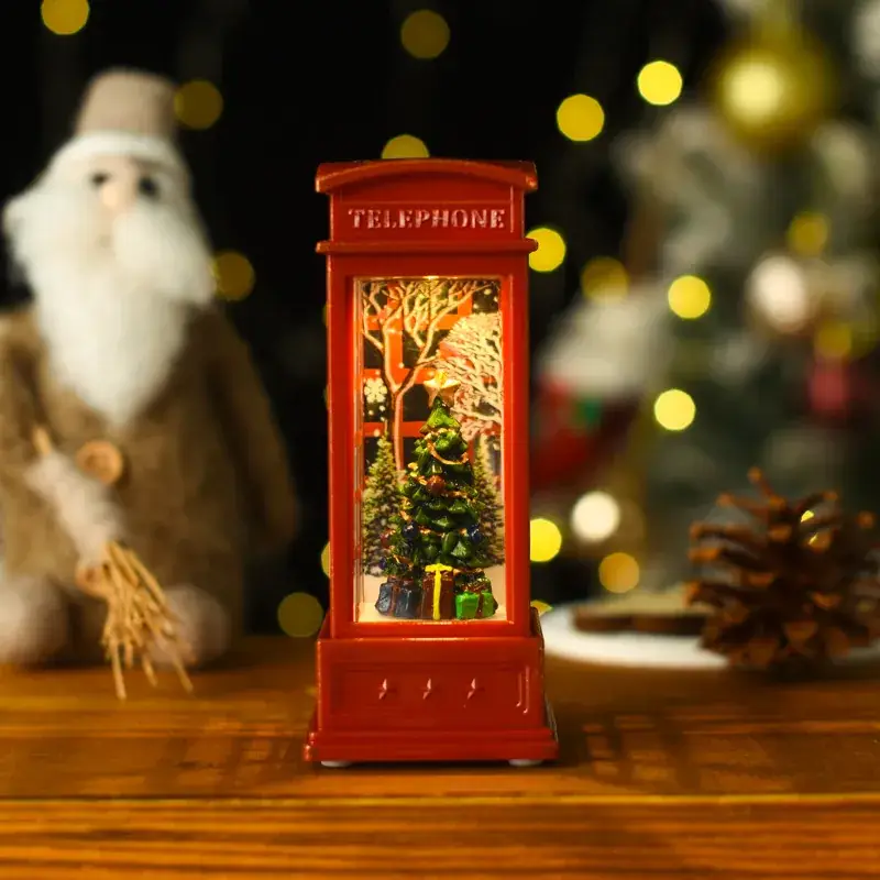 Santa Claus Christmas Telephone Booth Lamp