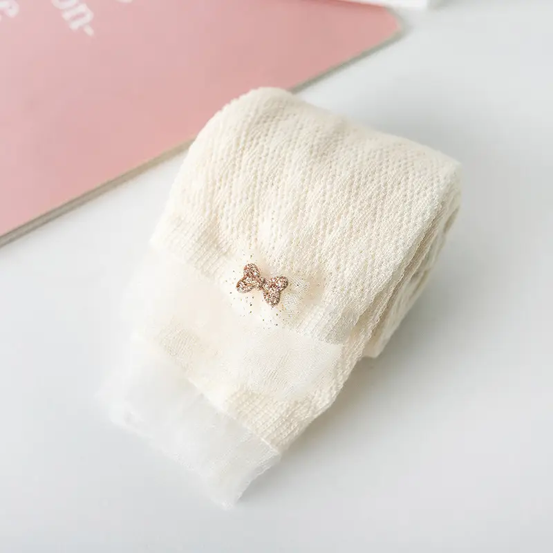 Girls Mesh Anti-Mosquito Leggings Pink White - Image 3