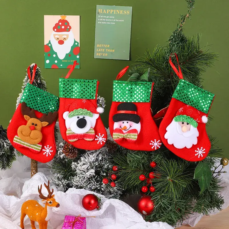 Christmas Santa Socks Decorative Bag Red Star Tree - Image 60