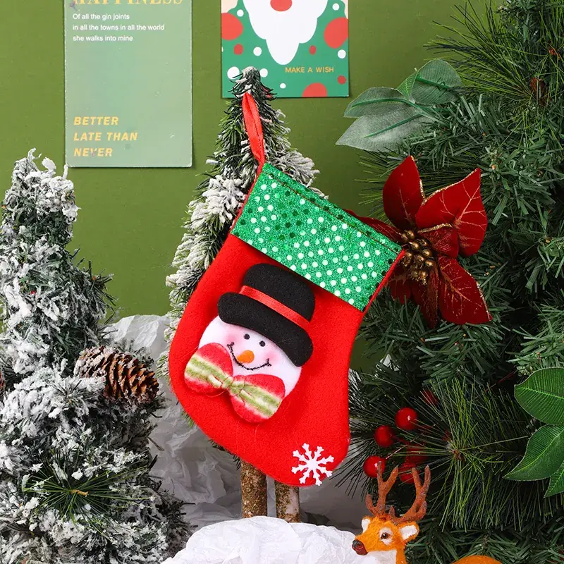 Christmas Santa Socks Decorative Bag Red Star Tree - Image 10