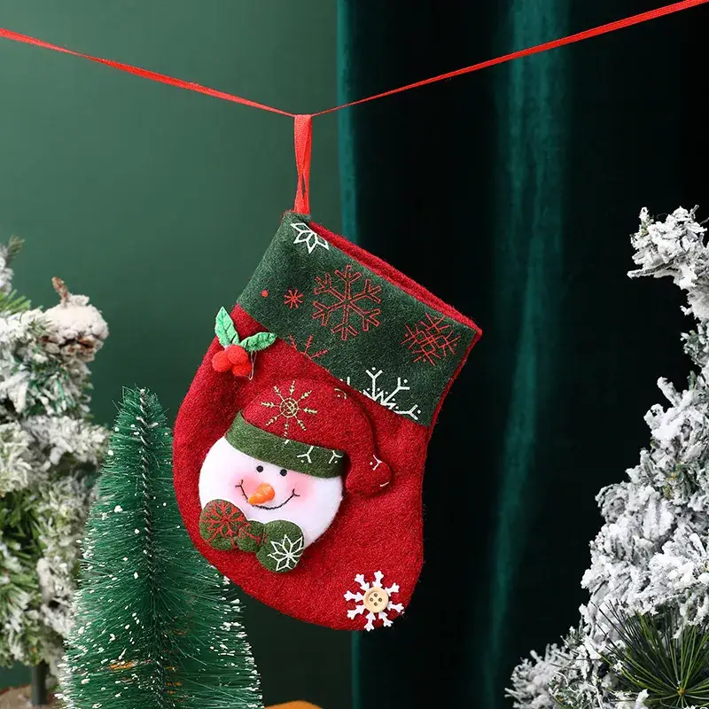 Christmas Santa Socks Decorative Bag Red Star Tree - Image 14