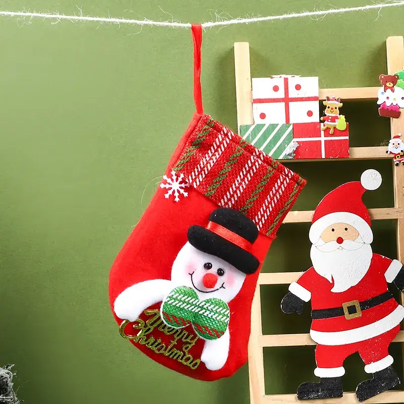 Christmas Santa Socks Decorative Bag Red Star Tree - Image 18