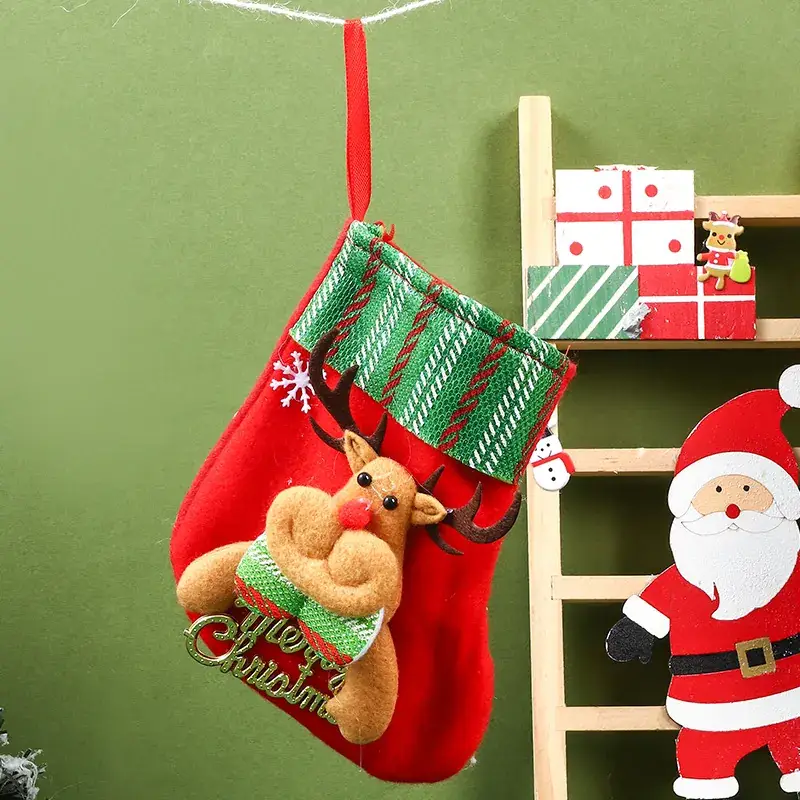 Christmas Santa Socks Decorative Bag Red Star Tree - Image 19