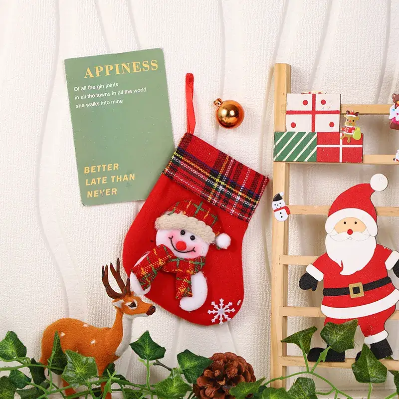 Christmas Santa Socks Decorative Bag Red Star Tree - Image 2