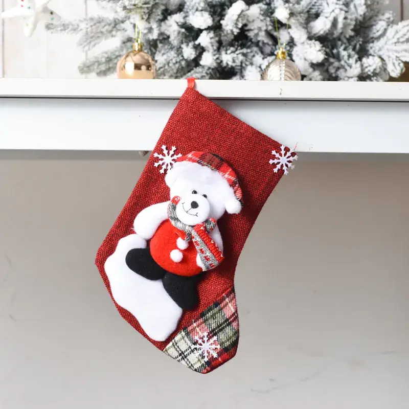 Christmas Santa Socks Decorative Bag Red Star Tree - Image 24