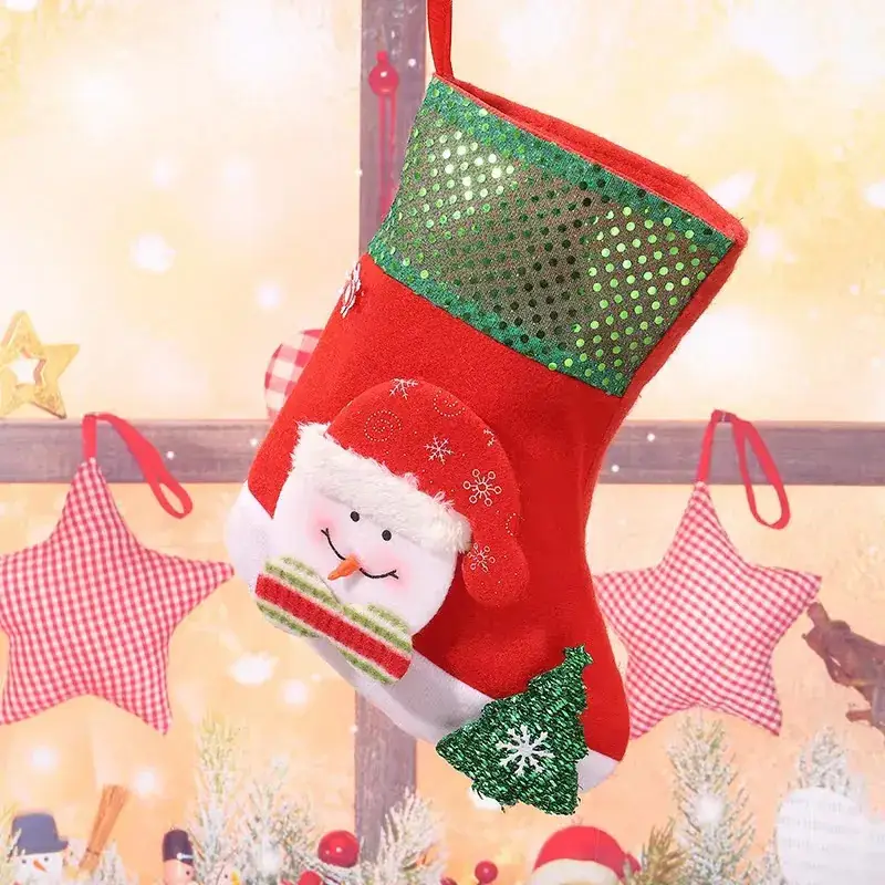 Christmas Santa Socks Decorative Bag Red Star Tree - Image 25