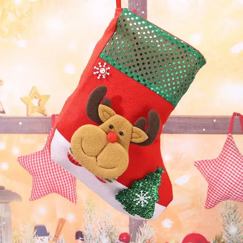 Christmas Santa Socks Decorative Bag Red Star Tree - Image 26