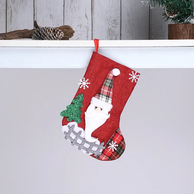 Christmas Santa Socks Decorative Bag Red Star Tree - Image 28