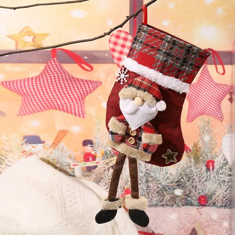 Christmas Santa Socks Decorative Bag Red Star Tree - Image 32