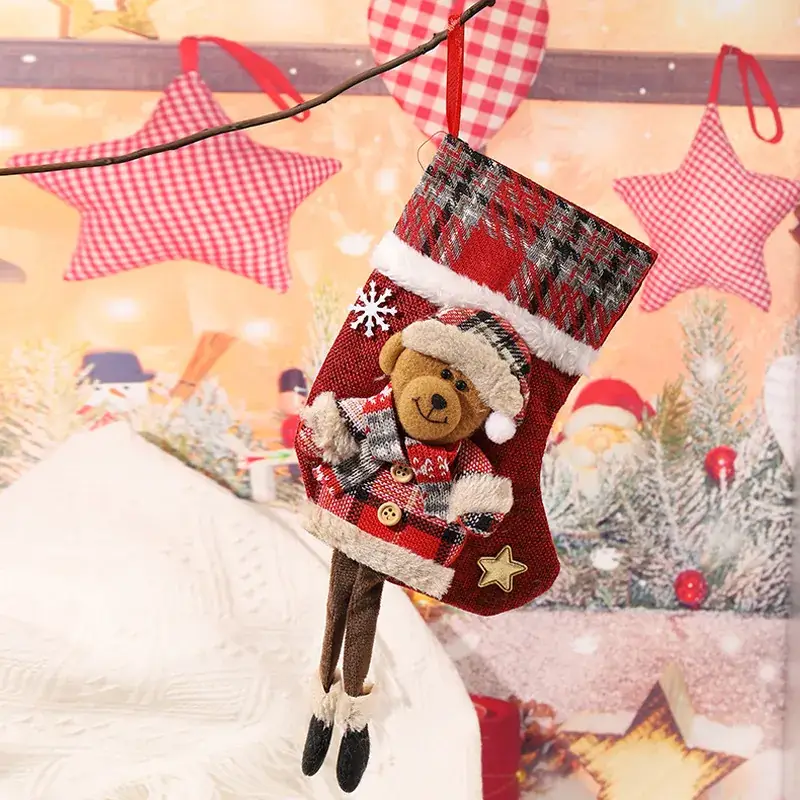 Christmas Santa Socks Decorative Bag Red Star Tree - Image 35