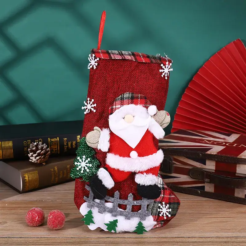 Christmas Santa Socks Decorative Bag Red Star Tree - Image 36
