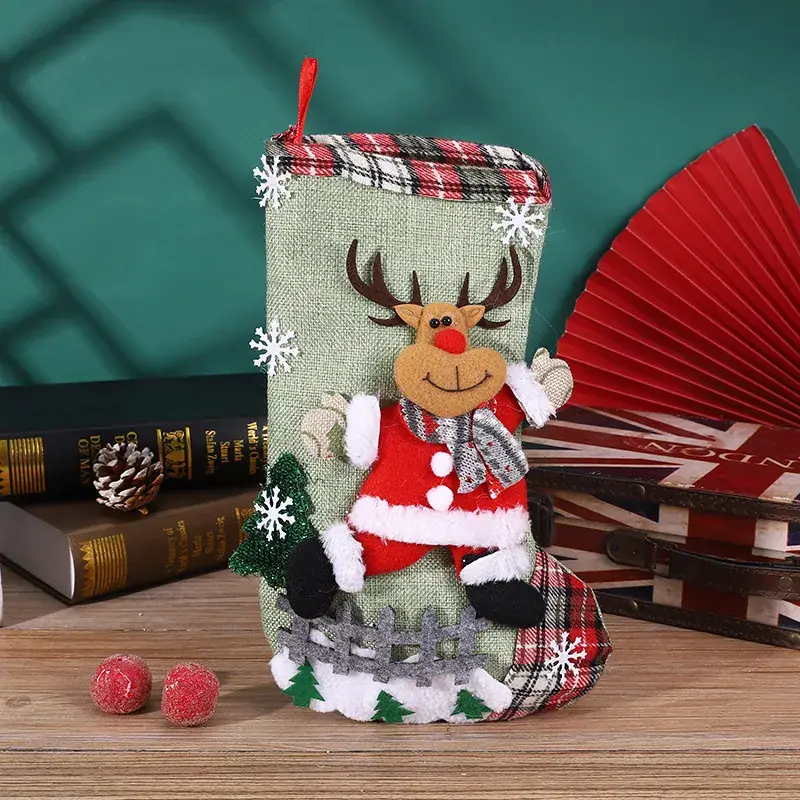 Christmas Santa Socks Decorative Bag Red Star Tree - Image 38