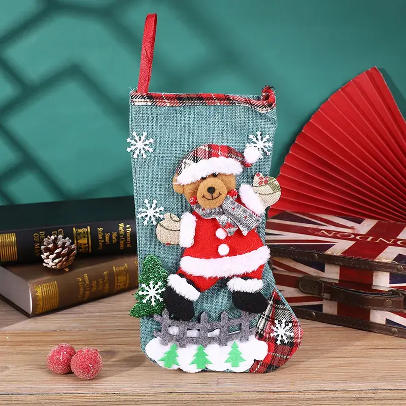 Christmas Santa Socks Decorative Bag Red Star Tree - Image 39