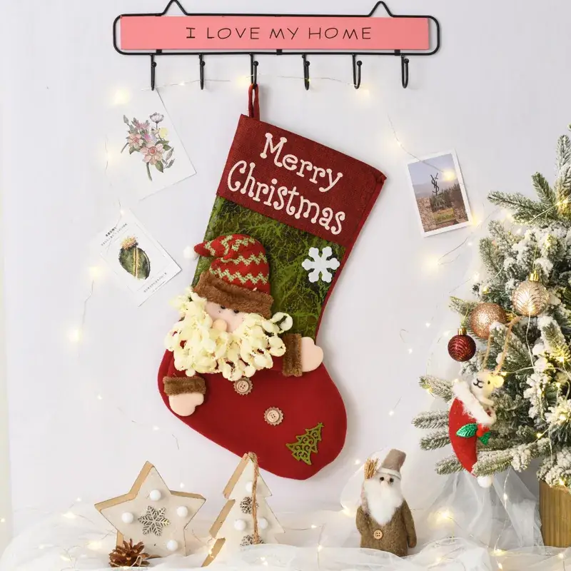Christmas Santa Socks Decorative Bag Red Star Tree - Image 40