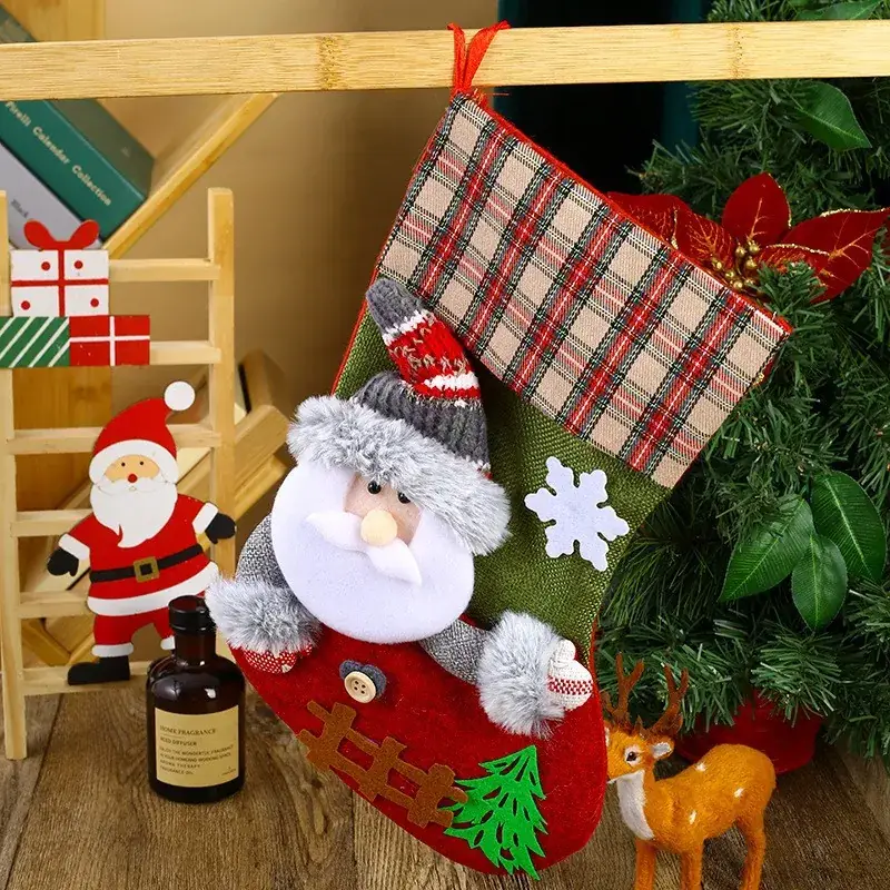 Christmas Santa Socks Decorative Bag Red Star Tree - Image 46