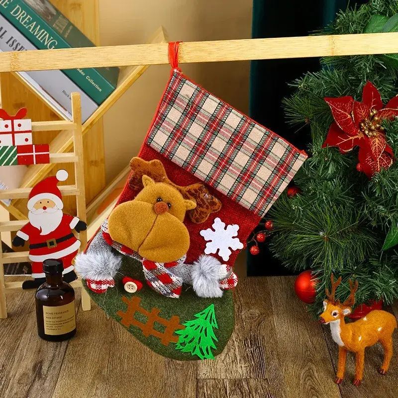 Christmas Santa Socks Decorative Bag Red Star Tree - Image 48