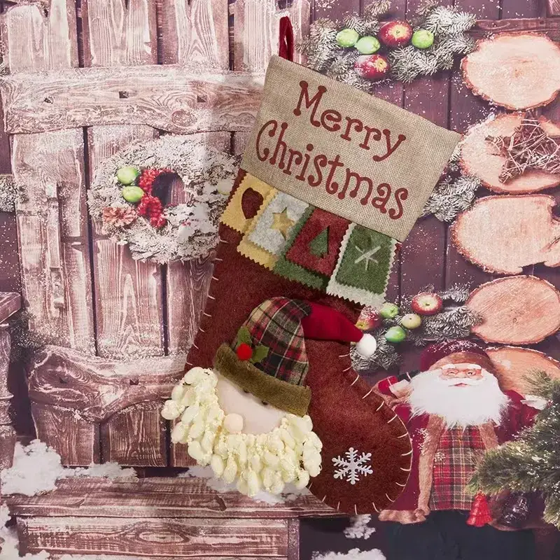 Christmas Santa Socks Decorative Bag Red Star Tree - Image 49