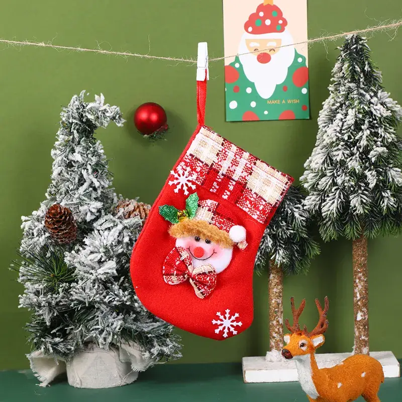 Christmas Santa Socks Decorative Bag Red Star Tree - Image 6