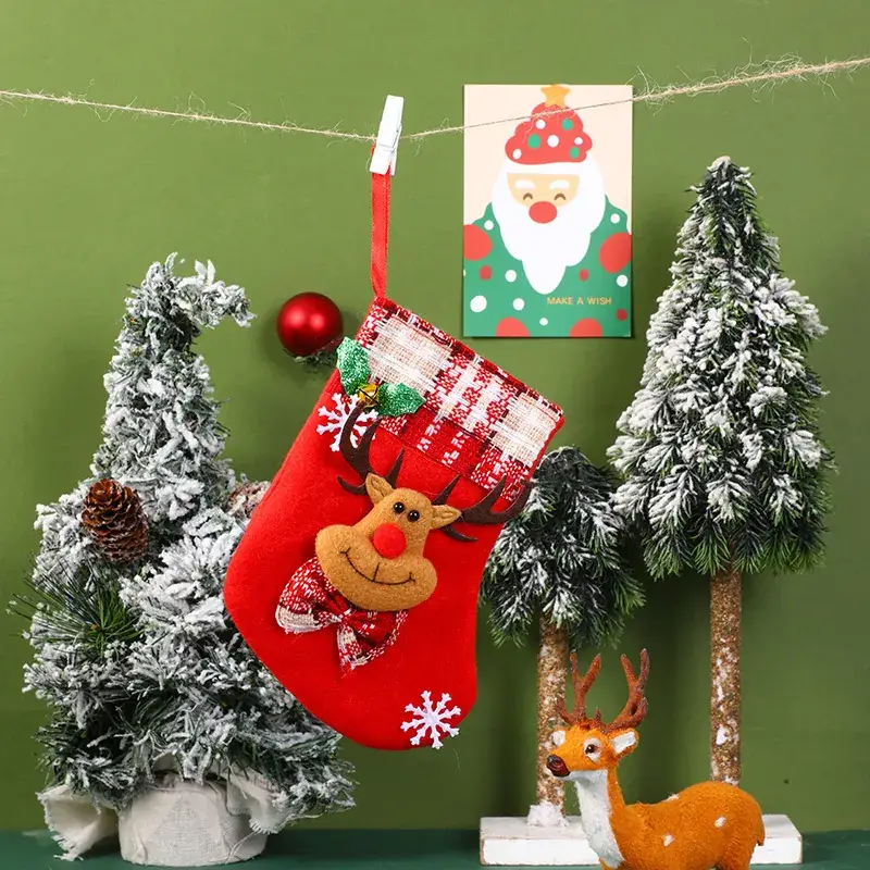 Christmas Santa Socks Decorative Bag Red Star Tree - Image 7