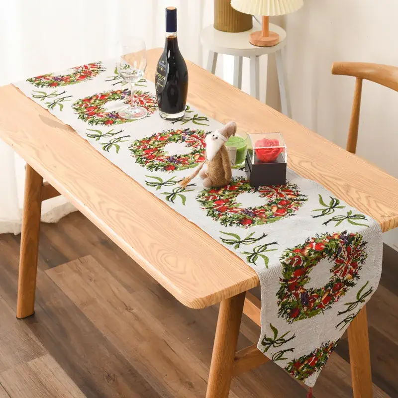 New Christmas Tablecloth Runner with Floral Design - Image 2