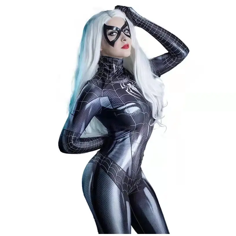 Spider-Man Black Leather Lined Suit Women Sexy - Image 9