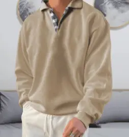 Men's Light Purple Polo Neck Sweatshirt Sweater - Image 12