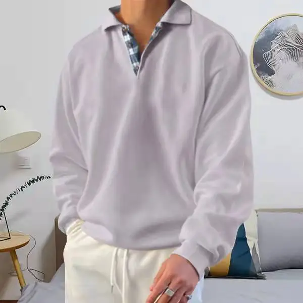 Men's Light Purple Polo Neck Sweatshirt Sweater - Image 5