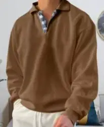Men's Light Purple Polo Neck Sweatshirt Sweater - Image 6