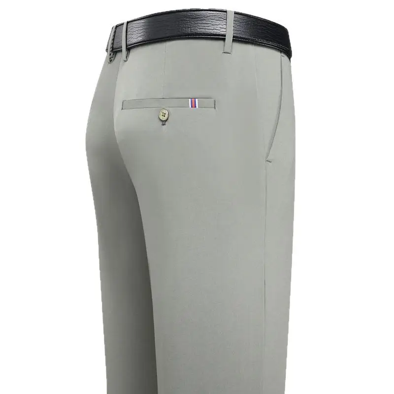Men's Stretch Ice Silk Casual Pants Grey - Image 12