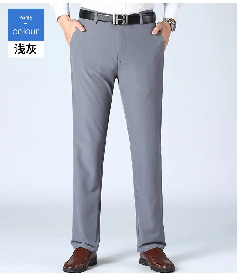 Men's Stretch Ice Silk Casual Pants Grey — feature 21