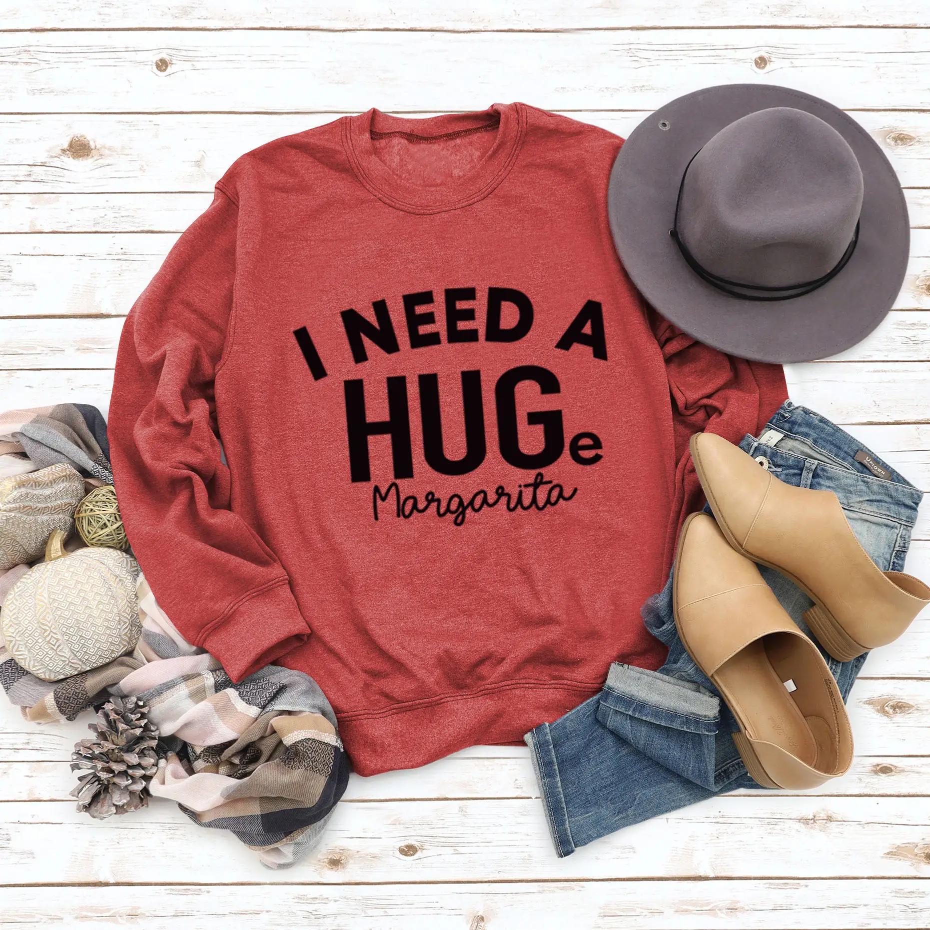 Need A Huge Margarita Letter Round Neck Sweater - Image 11