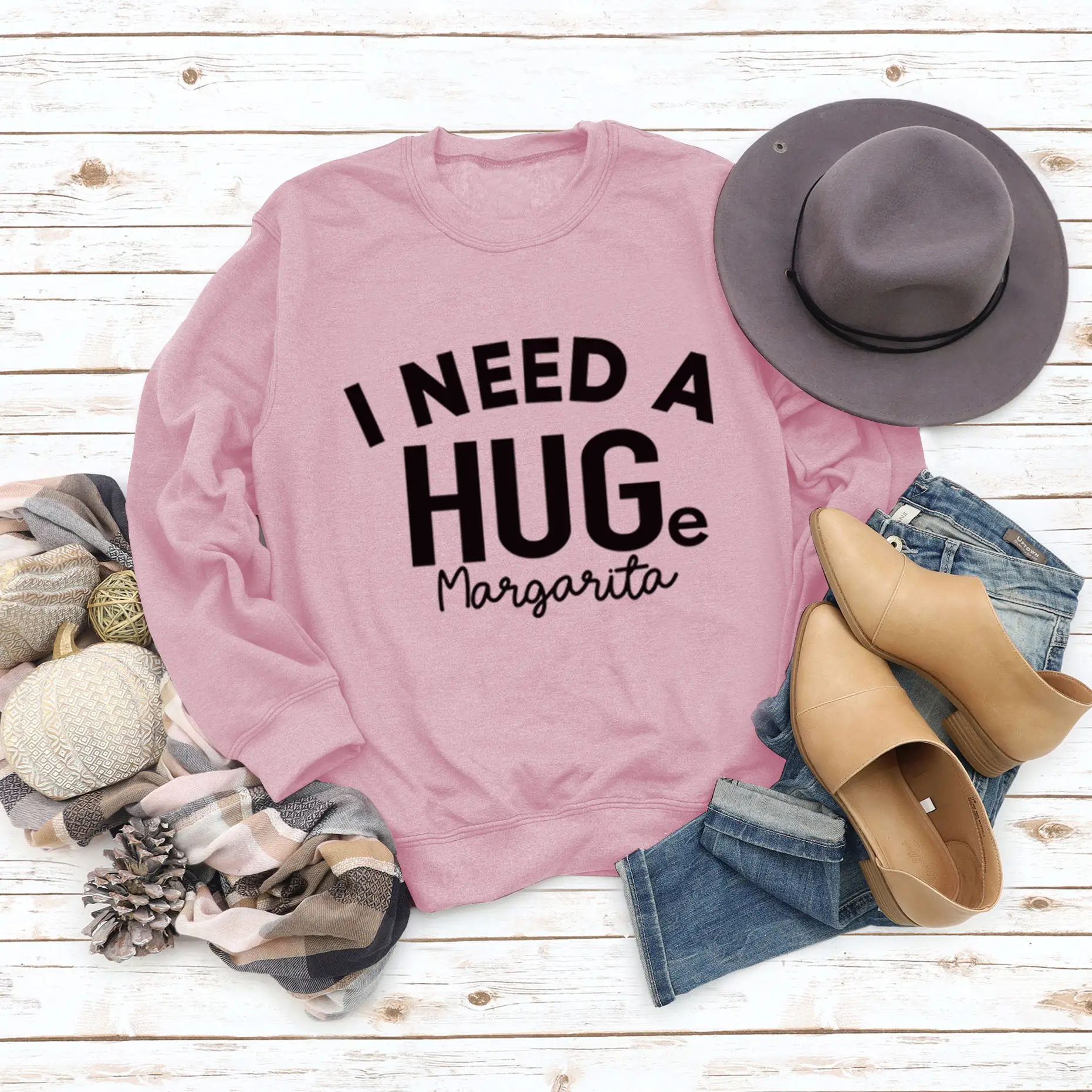 Need A Huge Margarita Letter Round Neck Sweater - Image 3