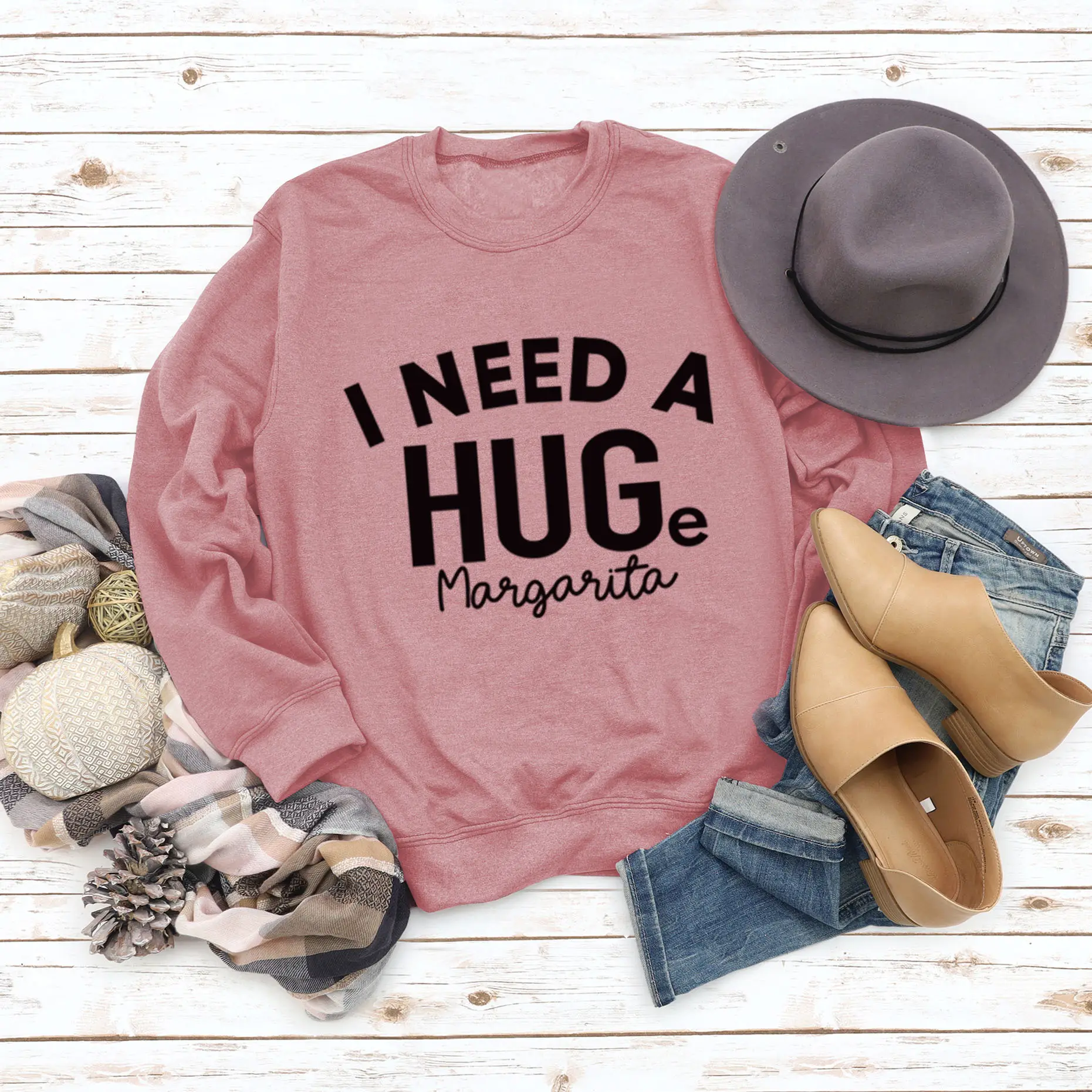 Need A Huge Margarita Letter Round Neck Sweater - Image 8