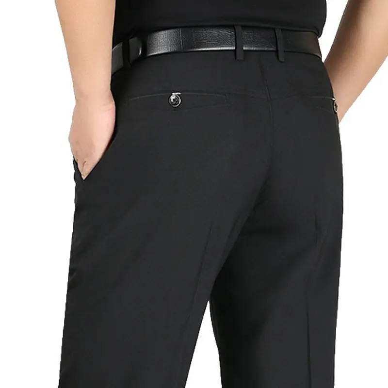Men's Grey Ice Silk Linen Casual Pants High Waist - Image 82