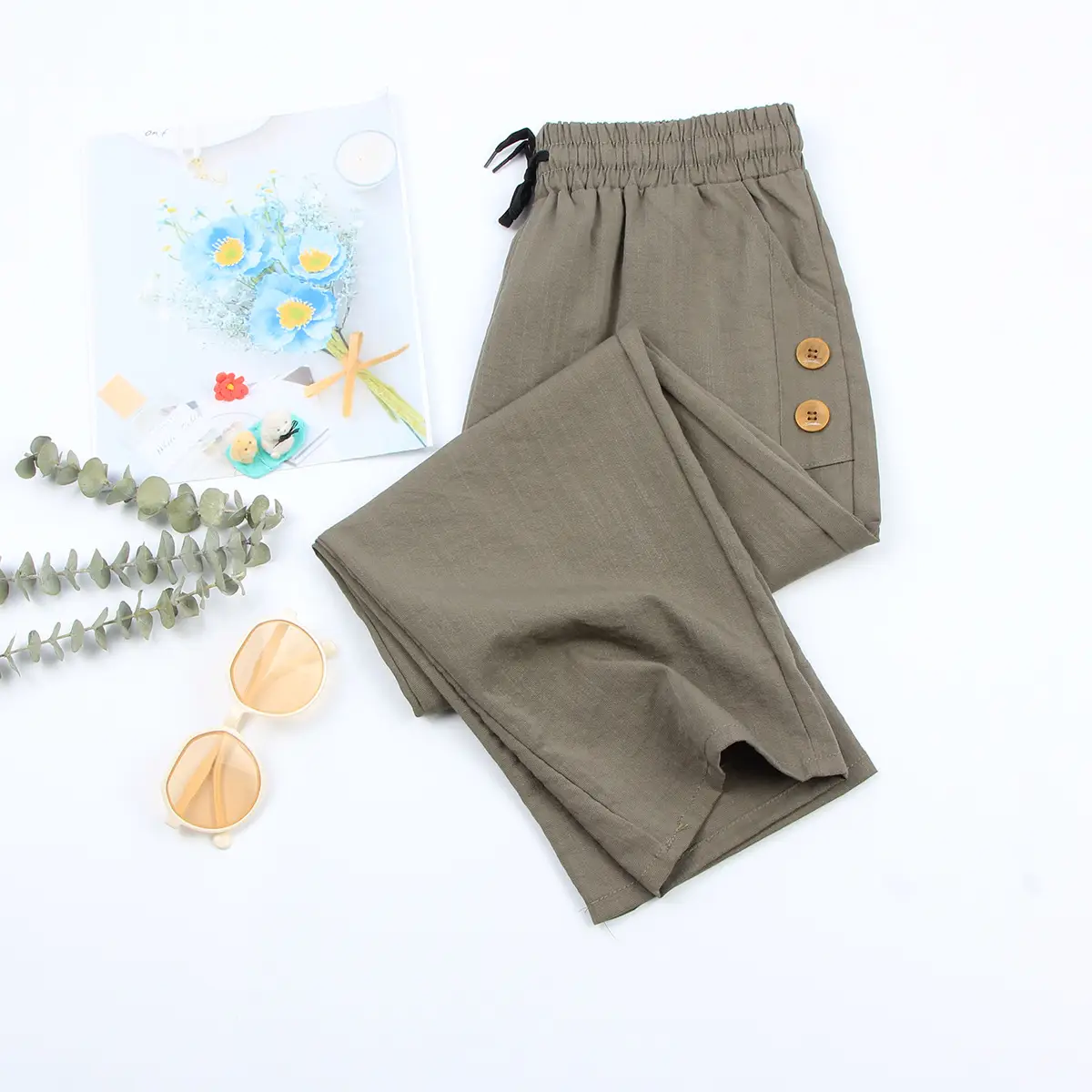 Women Cotton Linen Harem Pants Summer Loose Large