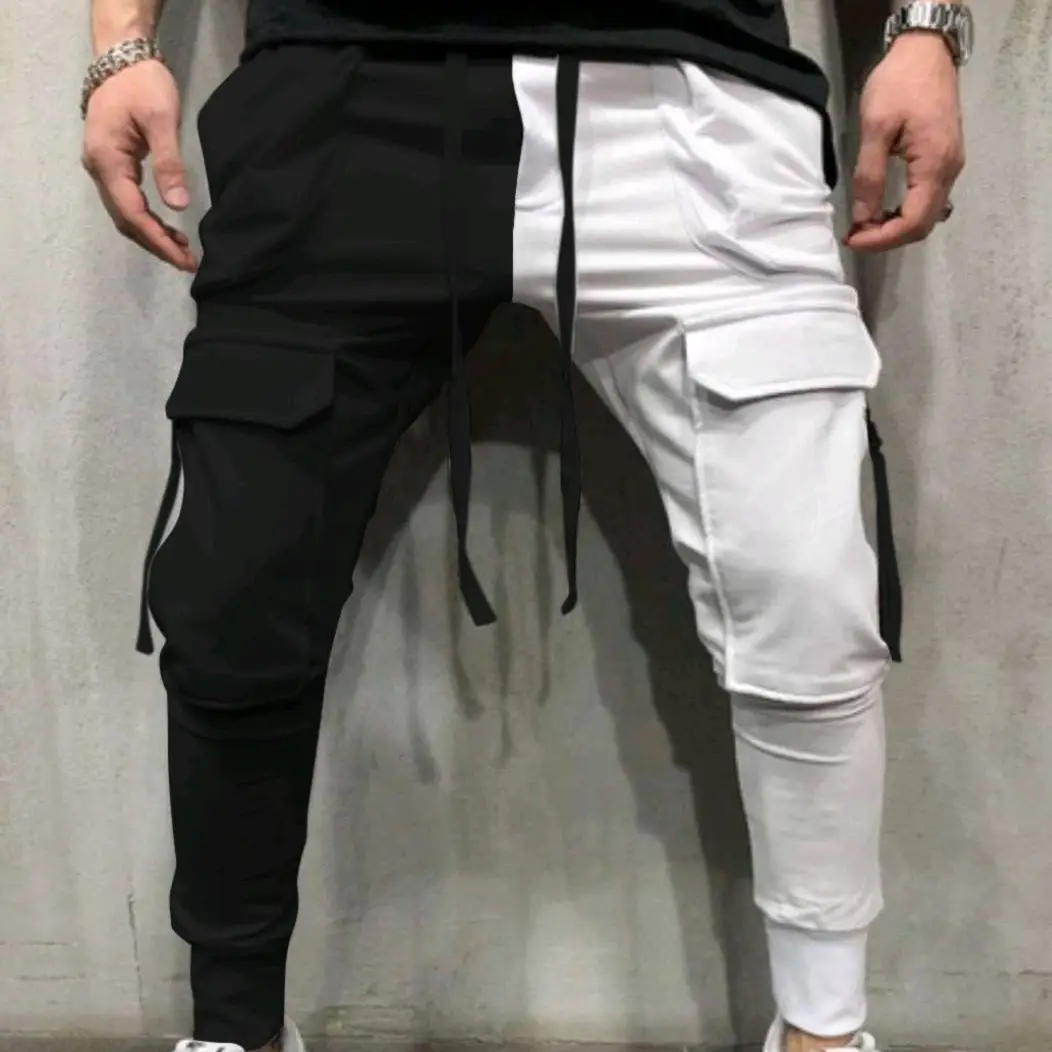 Men's Yellow Black Cargo Pants with Tether Drawstring - Image 8