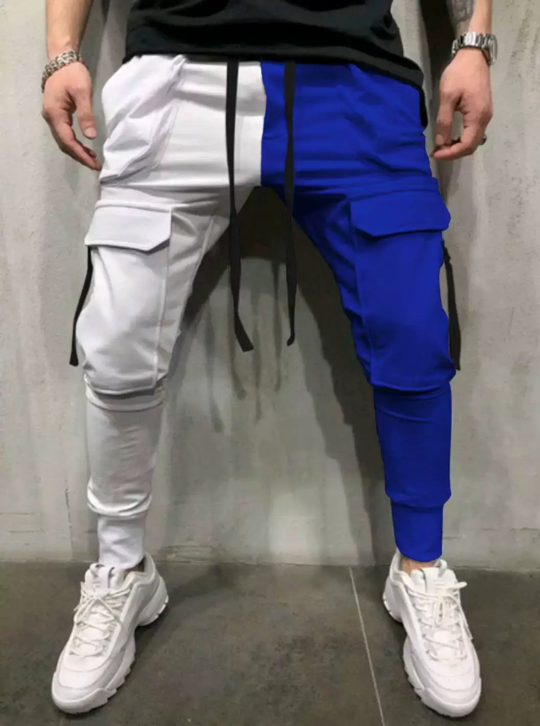 Men's Yellow Black Cargo Pants with Tether Drawstring — feature 14