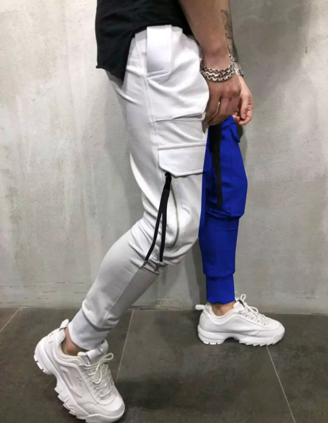 Men's Yellow Black Cargo Pants with Tether Drawstring — feature 15