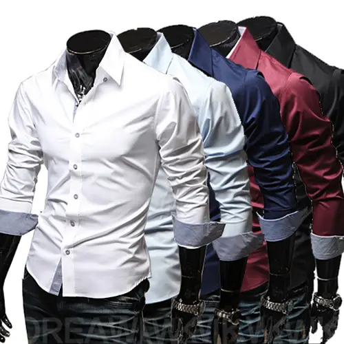 Men Black Slim Fit Button Shirt with Grey Cuff — feature 1