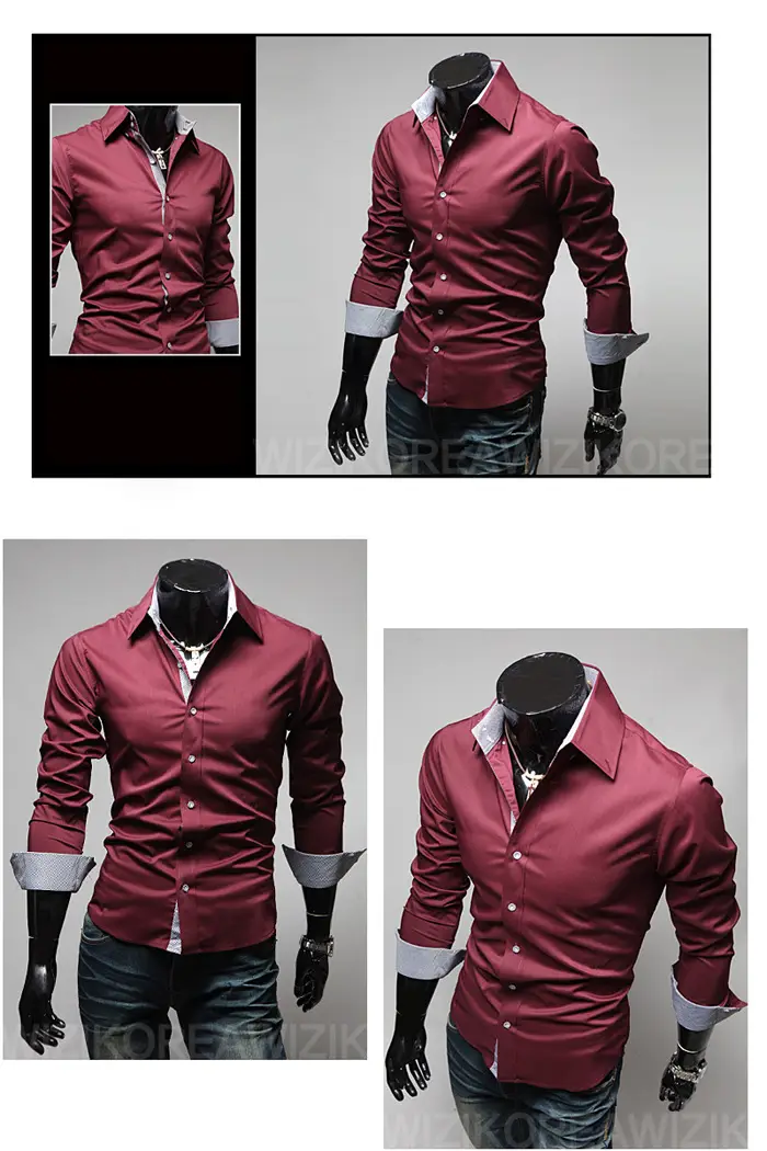 Men Black Slim Fit Button Shirt with Grey Cuff — feature 10
