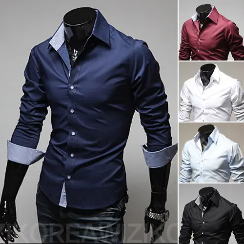 Men Black Slim Fit Button Shirt with Grey Cuff — feature 2