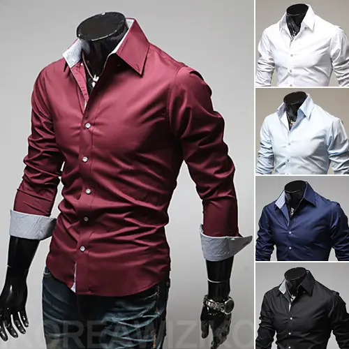 Men Black Slim Fit Button Shirt with Grey Cuff — feature 3