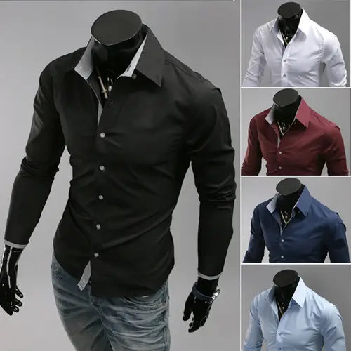 Men Black Slim Fit Button Shirt with Grey Cuff — feature 4