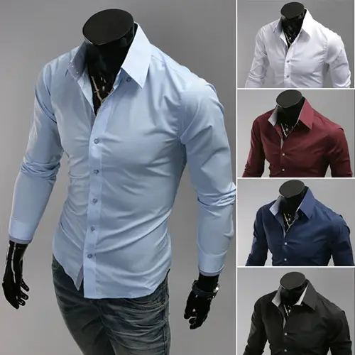 Men Black Slim Fit Button Shirt with Grey Cuff — feature 5