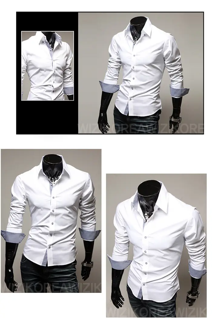 Men Black Slim Fit Button Shirt with Grey Cuff — feature 6