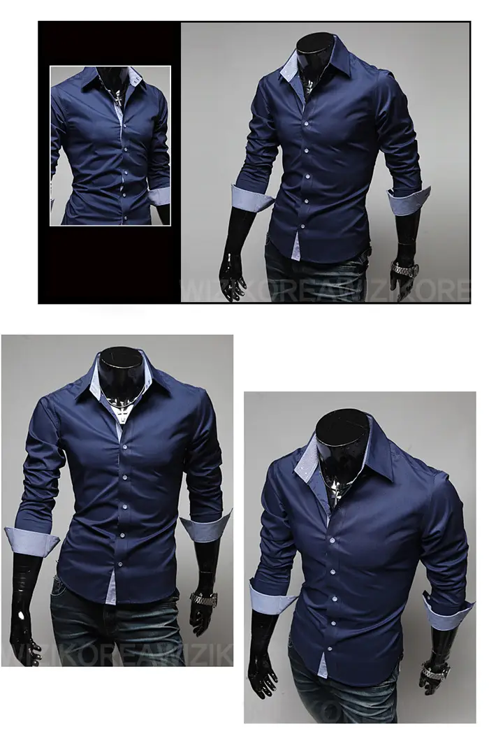 Men Black Slim Fit Button Shirt with Grey Cuff — feature 8