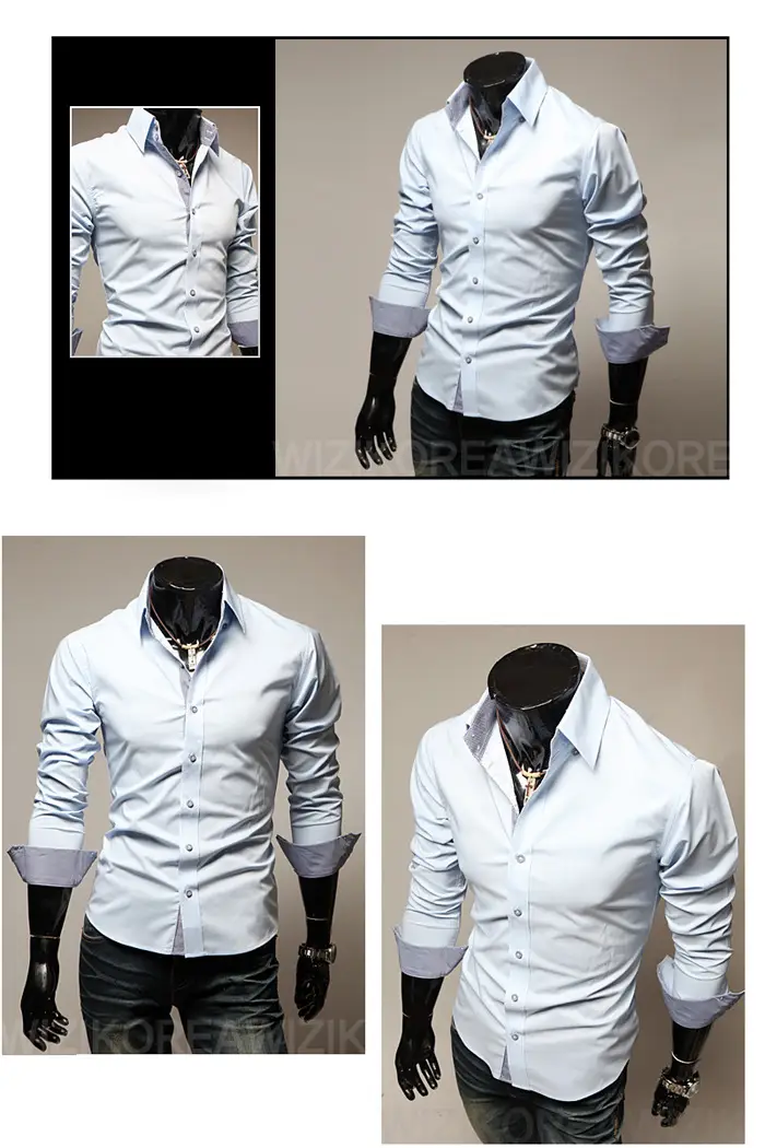 Men Black Slim Fit Button Shirt with Grey Cuff — feature 9