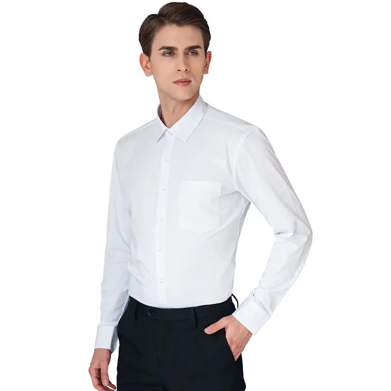 Men Bamboo Fiber Slim Fit Shirt Blue - Image 13
